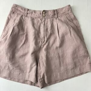 Madewell Linen Long Pleated Shorts Women Size 12